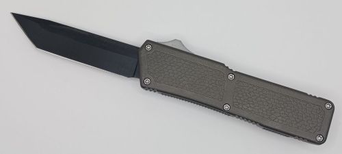 Lightning Supreme Gray D/A OTF Automatic Knife Tanto Point Black Plain