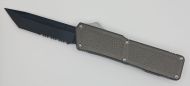 Lightning Supreme Gray D/A OTF Automatic Knife Tanto Point Black Serrated