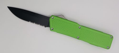 Lightning Supreme Green D/A OTF Automatic Knife Drop Point Black Serrated