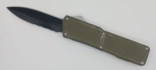 Lightning Supreme OD Green D/A OTF Automatic Knife Dagger Point Black Serrated