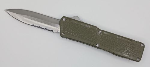 Lightning Supreme OD Green D/A OTF Automatic Knife Dagger Point Satin Serrated