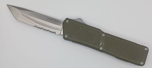 Lightning Supreme OD Green D/A OTF Automatic Knife Tanto Point Satin Serrated