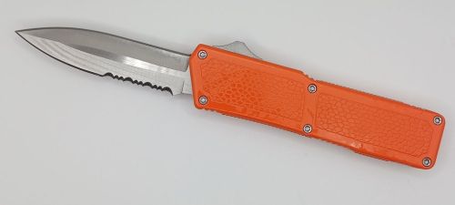 Lightning Supreme Orange D/A OTF Automatic Knife Dagger Point Satin Serrated