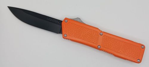 Lightning Supreme Orange D/A OTF Automatic Knife Drop Point Black Plain