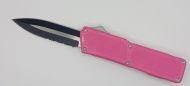 Lightning Supreme Pink D/A OTF Automatic Knife Dagger Point Two Tone Serrated