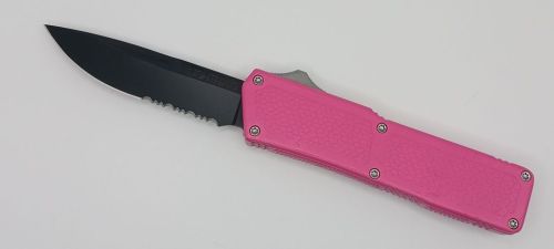 Lightning Supreme Pink D/A OTF Automatic Knife Drop Point Black Serrated