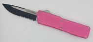 Lightning Supreme Pink D/A OTF Automatic Knife Drop Point Two Tone Serrated