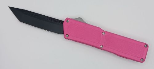 Lightning Supreme Pink D/A OTF Automatic Knife Tanto Point Black Plain