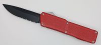 Lightning Supreme Red D/A OTF Automatic Knife Drop Point Black Serrated