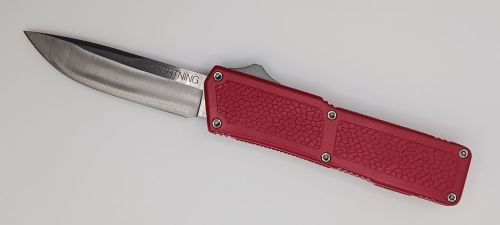 Lightning Supreme Red D/A OTF Automatic Knife Drop Point Satin Plain