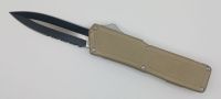 Lightning Supreme Tan D/A OTF Automatic Knife Dagger Point Two Tone Serrated