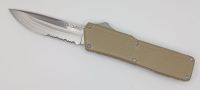 Lightning Supreme Tan D/A OTF Automatic Knife Drop Point Satin Serrated