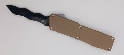 Lightning Supreme Tan D/A OTF Automatic Knife Kris Point Black Plain