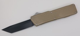 Lightning Supreme Tan D/A OTF Automatic Knife Tanto Point Black Plain