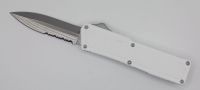 Lightning Supreme White D/A OTF Automatic Knife Dagger Point Satin Serrated