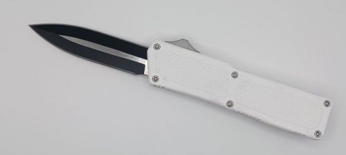 Lightning Supreme White D/A OTF Automatic Knife Dagger Point Two Tone Plain