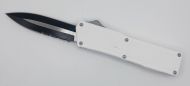 Lightning Supreme White D/A OTF Automatic Knife Dagger Point Two Tone Serrated