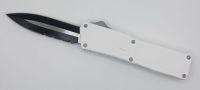 Lightning Supreme White D/A OTF Automatic Knife Dagger Point Two Tone Serrated