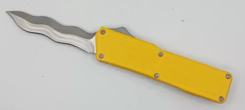 Lightning Supreme Yellow D/A OTF Automatic Knife Kris Point Satin Plain