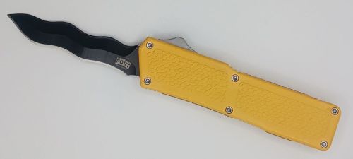 Lightning Supreme Yellow D/A OTF Automatic Knife Kris Point Black Plain