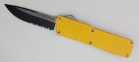 Lightning Supreme Yellow D/A OTF Automatic Knife Drop Point Two Tone Serrated