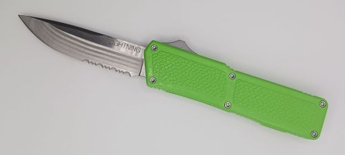 Lightning Supreme Zombie Green D/A OTF Automatic Knife Drop Point Satin Serrated