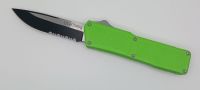 Lightning Supreme Zombie Green D/A OTF Automatic Knife Drop Point Two Tone Serrated