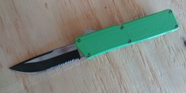 Lightning Zombie Green D/A OTF Automatic Knife Black 2 Tone Serrated