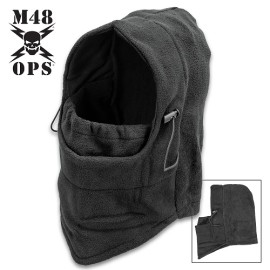 M48 Double Insulated Black Balaclava Facemask Polar Fleece