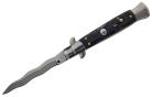 8" Milano Stiletto Black Smoke Automatic Knife Satin Kriss