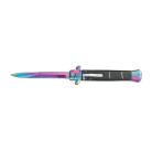 Milano Style OTF Knife Elite Collection Black Handle Rainbow Blade