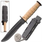 Military Hunter Clip Point Mini Neck Knife Beige