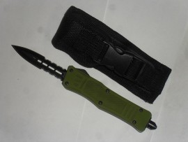 Mini Delta Force D/A OTF Army Green Automatic Knife Black Dagger Serrated