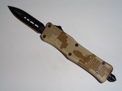Mini Delta Force Desert Camo Automatic Knife Black Dagger