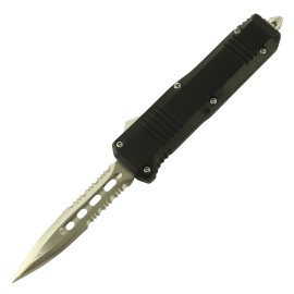 Mini Snake Black D/A OTF Automatic Knife Satin Dagger Serrated