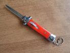 Mini Red D/A OTF Stiletto Automatic Knife Satin Flat Grind