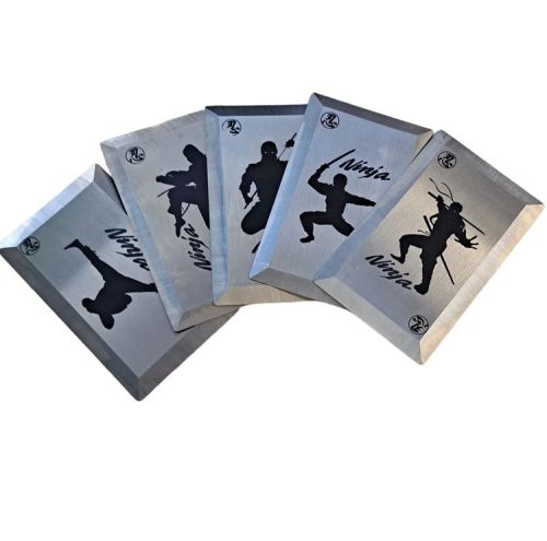 NINJA Silver 5 piece Throwing Cards with Nylon Case