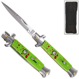 8.75" Italian Style Stiletto Green Automatic Knife Bayonet