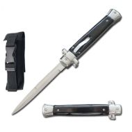 Old School 9" Black Stiletto D/A OTF Automatic Knife Satin Bayo