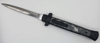 Old School Mago 11" Black Pearl Stiletto D/A OTF Automatic Knife Satin Dagger
