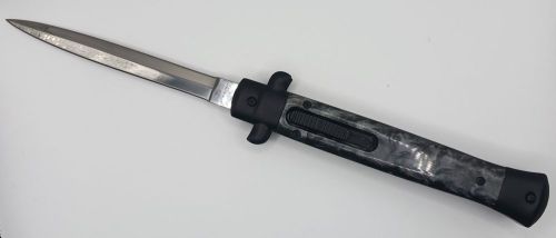 Old School Mago 11" Black Pearl Stiletto D/A OTF Automatic Knife Satin Dagger