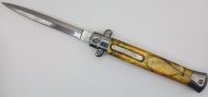 Old School Mago 11" Yellow Pearl Stiletto D/A OTF Automatic Knife Satin Dagger