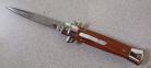 Old School Mago 9" Rosewood Stiletto D/A OTF Automatic Knife Satin Bayonet