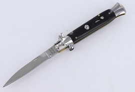 Old School Milano Stiletto Black Automatic Knife Flat Grind