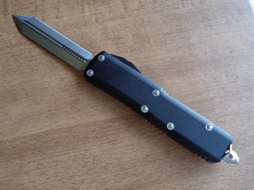 Palm Perfect Black D/A OTF Automatic Knife Satin Tanto Dagger