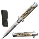 Papa's Stag Horn Milano Stiletto Automatic Knife (8.75" Switchblade)