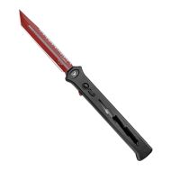 Paragon Estiletto Black Lightning OTF Automatic Knife Red Tanto Serrated