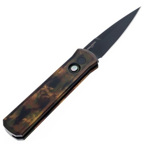 Pro-Tech Godson Automatic Knife Woodland Camo MOP (7.56" Overall)