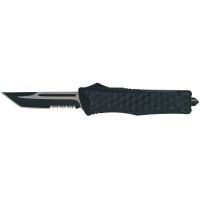 Q-Bert Black D/A OTF Automatic Knife Two Tone Tanto Serrated