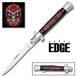 Rebel Edge Stiletto Tribal Mask Folding Knife